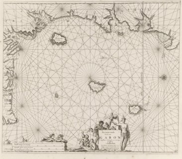 Sea chart of the coast of Equatorial Guinea, Gabon and Cameroon, print maker: Jan Luyken, Johannes