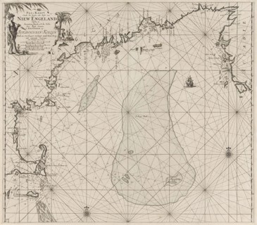 Sea chart of part of the east coast of the United States USA and Canada, print maker: Jan Luyken,