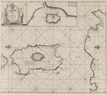 Sea chart of the island of Sardinia and part of the coast of North Africa, Anonymous, Johannes van