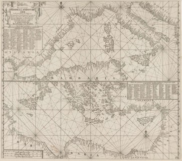 the Mediterranean Sea Map with over the western and the eastern part under, Anonymous, Johannes van