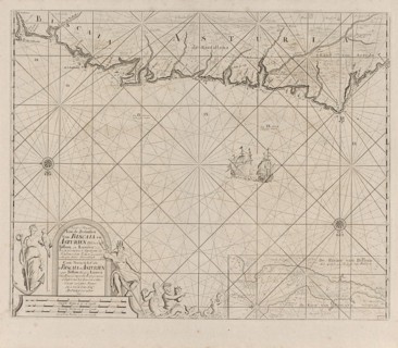 Sea chart of a portion of the Bay of Biscay in Bilbao, Anonymous, Claes Jansz Voogt, Johannes van