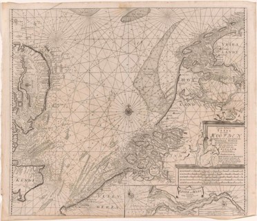 Sea chart of the southern part of the North Sea and part of the east coast of England, Gerard van