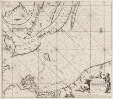 Sea chart of the southern part of the Baltic Sea, print maker: Jan Luyken, Johannes van Keulen I,