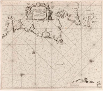 Sea chart of part of north east coast of Scotland and the Orkney Islands, Jan Luyken, Johannes van