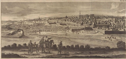 View of Jerusalem (left panel), Jan Luyken, Pieter Schenk (I), Cornelis de Bruyn, 1698