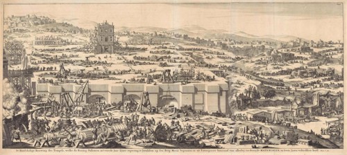 Construction of the Temple of Solomon, Jan Luyken, Willem Goeree, 1690