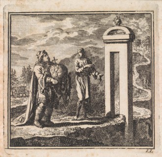 To pass through the narrow gate that leads to the narrow road, the man carrying the globe is too