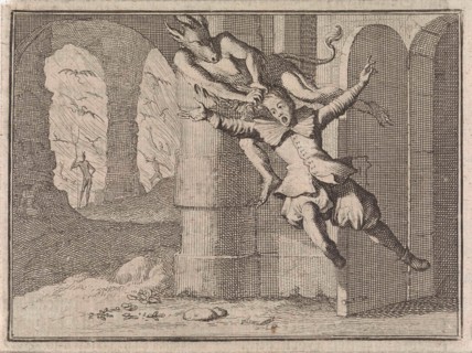 Soldier towed to hell by a devil because he refused to confess, Caspar Luyken, Christoph Weigel,