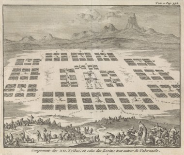 Tent Camps of the twelve tribes of Israel arranged around the tabernacle, Jan Luyken, Pieter