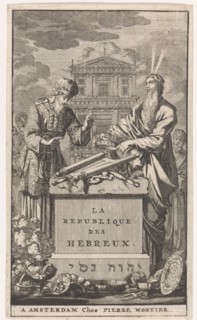 Moses and Aaron standing behind an altar, print maker: Jan Luyken, Pieter Mortier, 1705