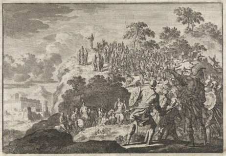 People of governor Felix attack a crowd on the Mount of Olives, Jan Luyken, Pieter Mortier, 1704