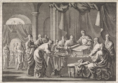 Meeting of the 72 translators of the law on the orders of King Ptolemy Philadelphus, Jan Luyken,
