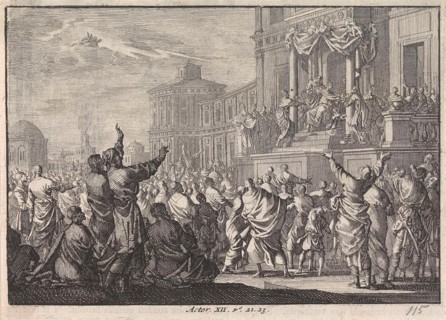 Death of Herod Agrippa, Jan Luyken, Pieter Mortier, 1703 - 1762
