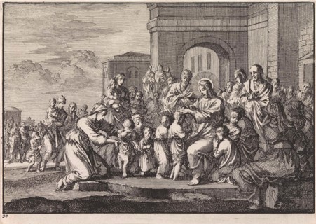 Christ blessing the children, Jan Luyken, Pieter Mortier, 1703-1713