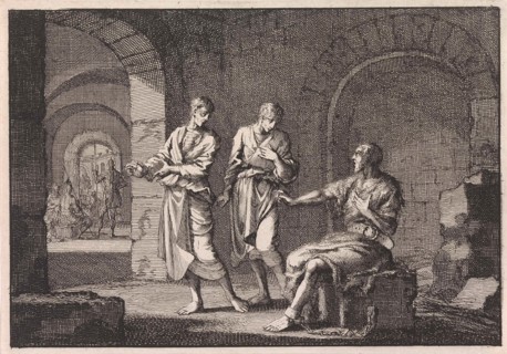John the Baptist in prison, Jan Luyken, Pieter Mortier, 1703