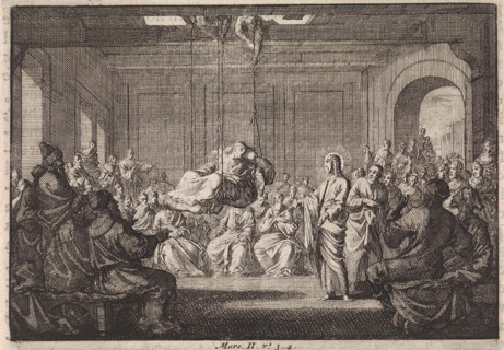 Healing of a paralytic, Jan Luyken, Pieter Mortier, 1703 - 1762