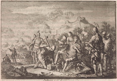Mutilation of Adonibezek, Jan Luyken, Pieter Mortier, 1703 - 1762