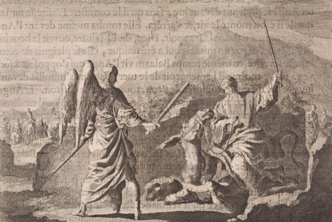 Balaam (Balaam), and the angel, Jan Luyken, Pieter Mortier, 1703 - 1762