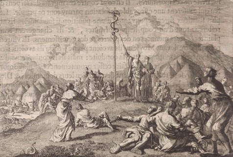Creation of the brazen serpent, Jan Luyken, Pieter Mortier, 1703-1762