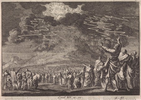 Moses on Mount Sinai, Jan Luyken, Pieter Mortier, 1703 - 1762