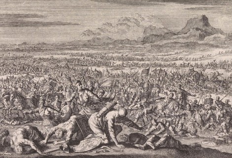 Armies of Sodom and Gomorrah defeated, Jan Luyken, Pieter Mortier, 1703 - 1762