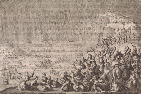 Beginning of the Flood, Jan Luyken, Pieter Mortier, 1703 - 1762