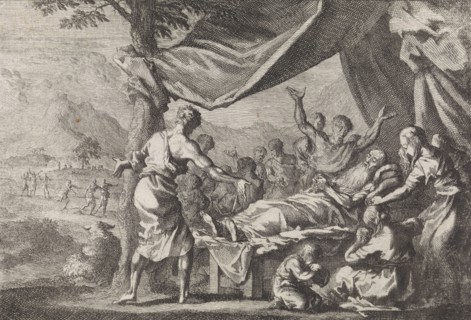 Adam's deathbed, Jan Luyken, Pieter Mortier, 1703-1762