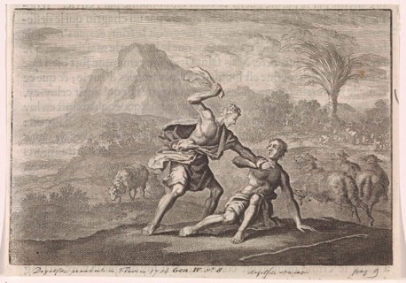 Cain kills Abel, Jan Luyken, Pieter Mortier, 1703 - 1762