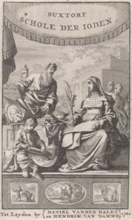 Woman with palm branch learns about Judaism, Jan Luyken, Daniel van den Dalen, Hendrik van Damme,
