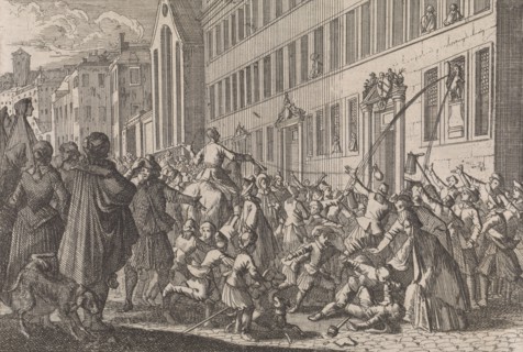 Public proclamation of the treaties concluded in Nuremberg, 1650, print maker: Caspar Luyken