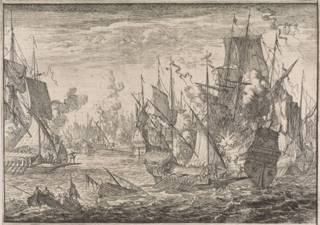 Sea battle between Turkish warships and galleys of the Knights of Malta, 1644, Johann David