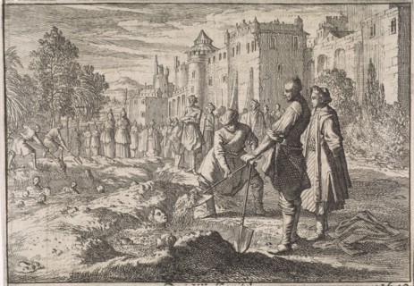 Safi, the Shah of Persia, buries forty of his harem women living in the palace garden as punishment