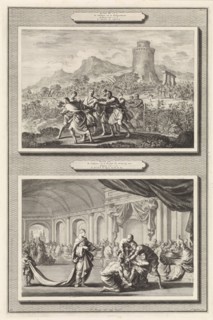 Parable of the tenants of the vineyard and the parable of the royal wedding, Jan Luyken, Pieter