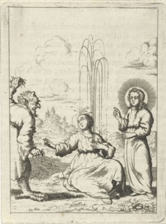 Christ shows a fountain in the heart of the personified soul, Jan Luyken, Pieter Arentsz II,