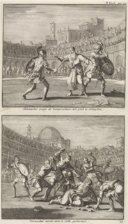 Holy Telemachus of Rome interrupts a gladiatorial combat, and the stoning of Saint Telemachus, Jan