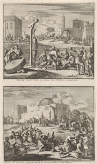 Martyrdom of the early Christians and the martyrdom of Saint Julian, Jan Luyken, Jacobus van