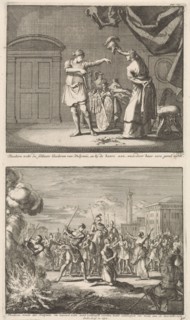 Holy Theodora and Didymus is liberated by the martyrdom of St. Theodora and Didymus, Jan Luyken,