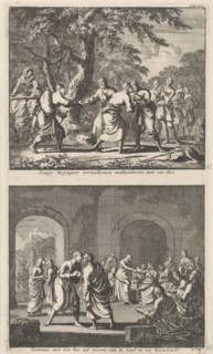 Greeting Christian travelers, and Christians are welcomed at the start of a meeting, Jan Luyken,