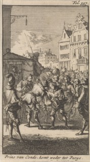 Louis II de Bourbon, Prince of Conde, is welcomed after his release by the Parisians, 1651, France,
