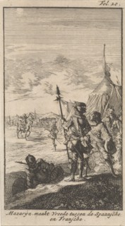 Bishop Mazarin close the peace treaty of Cherasco, 1631, Caspar Luyken, Boudewijn van der Aa, 1699