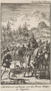 Prince Philip lands in England, 1554, Jan Luyken, Engelbrecht Boucquet, 1699