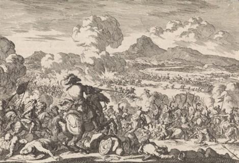 Victory of Prince Eugene against the Turks on the Tisza, 1697, Jan Luyken, Pieter van der Aa (I),