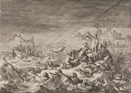On the Vistula in Warsaw Poland, two ships with clergy and pilgrims become shipwrecked in a