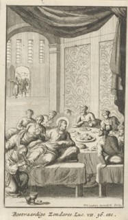 Christ anointed by a sinful woman, Jan Luyken, 1681