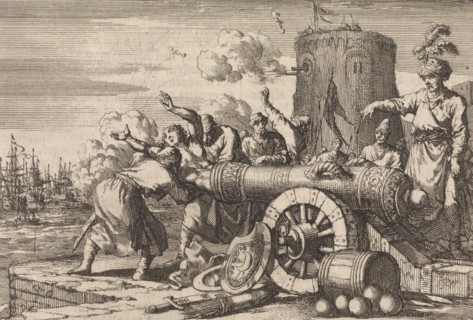 During the French bombardment of Algiers, the French consul is loaded in a cannon by the Algerians