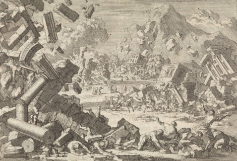 Earthquake in Ragusa, 1667, Jan Luyken, Pieter van der Aa (I), 1698