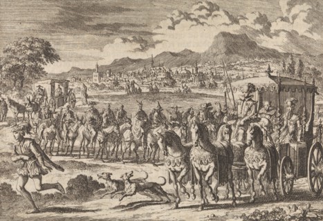 Don Pedro, regent of Portugal, goes from Lisbon to Alcantara after his marriage to Mary, Duchess of