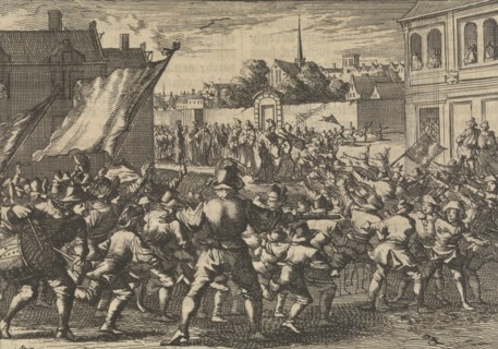 Fight of boys in the Chamb in the Paltz, Germany, depicting the Count of Tilly and Gustavus