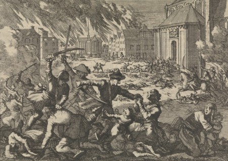 Magdeburg conquered by Tilly while defenseless civilians are massacred, 1631, Caspar Luyken, Pieter
