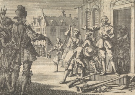 Prince Maurits on the Neude in Utrecht recommends the Waard Gelder to lay down their arms, 1618,
